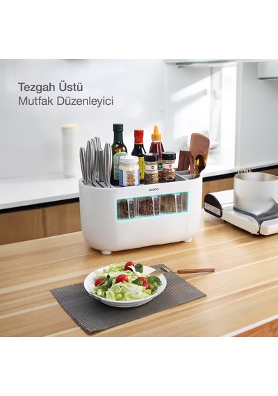 Ecoco Tezgah Üstü Bölmeli Baharatlık Çekmeceli Mutfak Düzenleyici