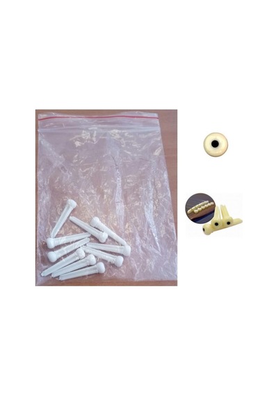 Maxtone Ms021w Akustik Gitar Köprü Pimi - Beyaz 10'lu Paket Aksesuar Nokta Desenli Estetik Tasarım, 10 Adet Ekonomik Paket Ve Güvenli Tel Tutuşu