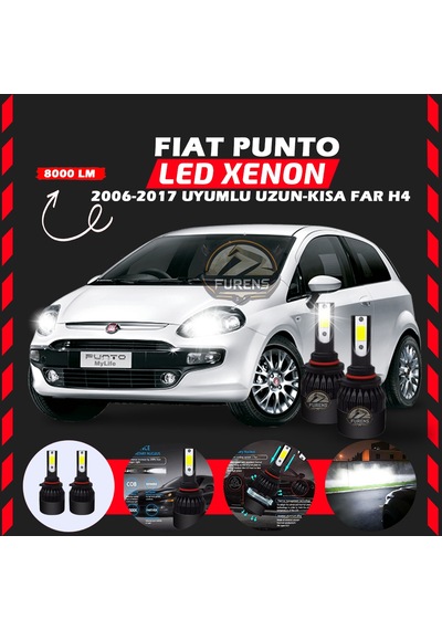 Fiat Punto 2006-2017 Uzun - Kısa Far Uyumlu Şimşek Etkili Led Xenon Light Series H4