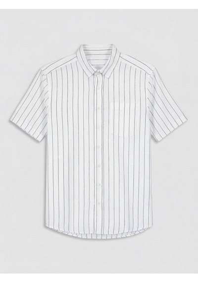 Lcwaıkıkı Classic Beyaz Regular Fit Çizgili Erkek Gömlek