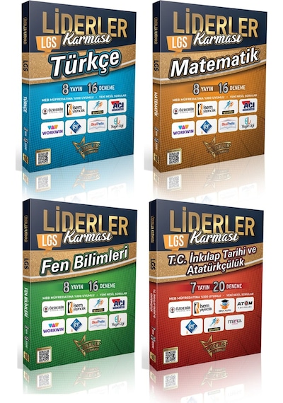 2025 Model 8.sınıf Lgs 8 Yayın Evinden 68 Türkçe, Matematik, Fen, Inkılap Branş Deneme Seti