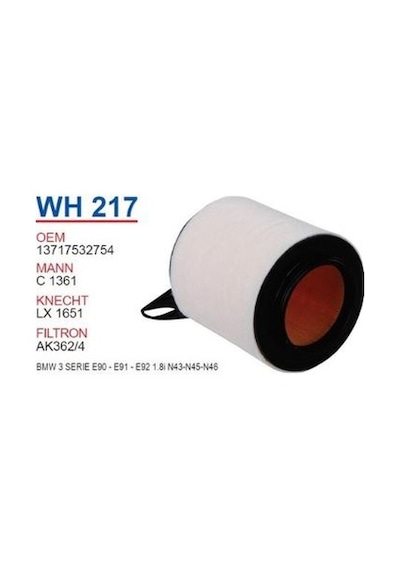 E81 E82 E87 E88 1 Serisi N45 N43 N46 Motor Wunder Hava Filtre