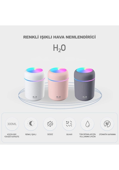 Robeve 300 Ml Ultrasonik Hava Nemlendirici Işıklı Buhar Makinesi Ve Aroma Difüzörü H2o Nemlendirici