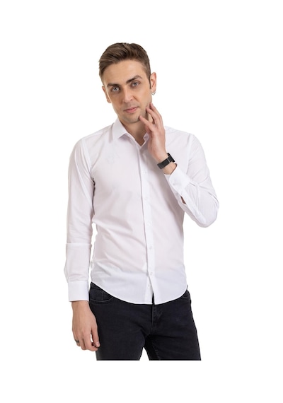 Erkek Slim Fit Dakron Yüksek Kalite Tam Kalıp Düğmeli Gömlek 2325 - S Siyah