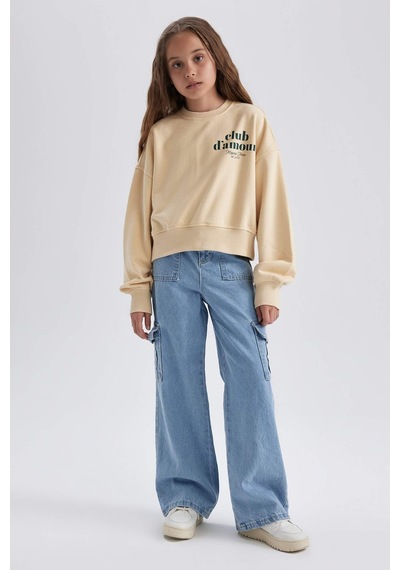 Defacto Kız Çocuk Oversize Geniş Kalıp Baskılı Sweatshirt A6158a823aubg378 Bej Defacto Kız Çocuk Oversize Geniş Kalıp Baskılı Sweatshirt A6158a823aubg378 Bej
