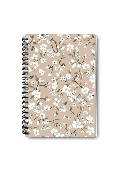 Mini Çiçekler Tasarım 4'lü Defter Seti - A5 Boyut, Tel Spiralli - Günlük, Ajanda, Okul Ve Anı Defteri A5, Çizgi