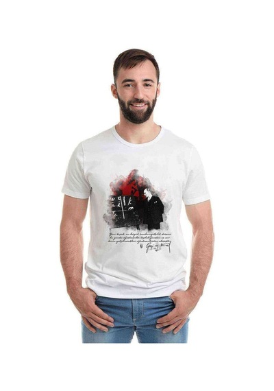 Öğretmenler Günü Ataturk Baskılı Beyaz Erkek Tshirt