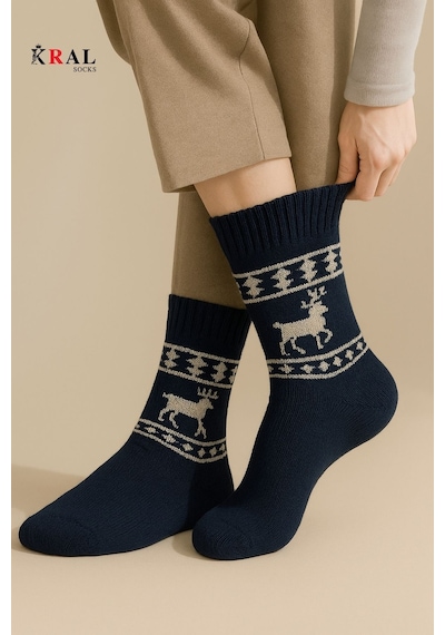 Kral Socks Unisex 3'lü Alpaka Yünlü Çorap Termal Kalın Yumuşak Kışlık Bot Çorabı Asorti