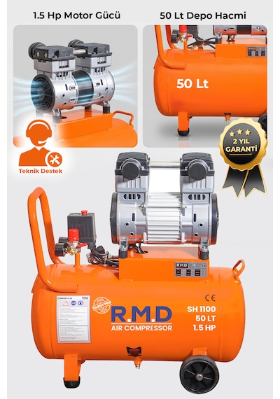 R.M.D Kompresör 50lt Sessiz ve Yağsız Hava Kompresörü I SH1100