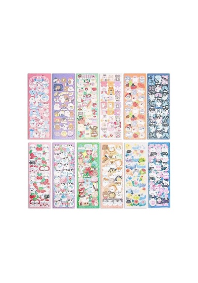 5 Adet 12 Cm X 4 Cm Çıkartma Lazer Sticker Seti Defter Telefon Süsü Çok Renkli