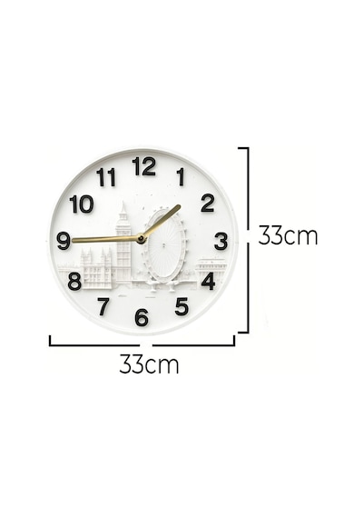 Londra Esintili Mdf Duvar Saati 3d Görünümlü 2d Hd Baskı 33 Cm Sdw280 Renkli