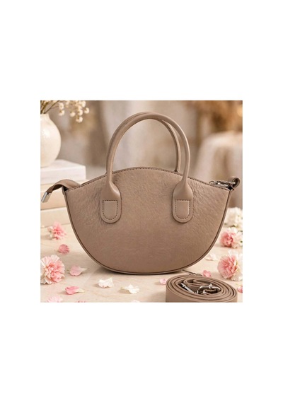 Names Bag Mini Oval Yarım Ay Kol Çantası - Çapraz Askılı Günlük Kadın Çantası - Fermuarlı Mini Omuz Çantası Krem Krem