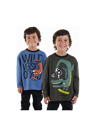 Denokids Skate Erkek Çocuk 2'li Paket T-shirt Renkli