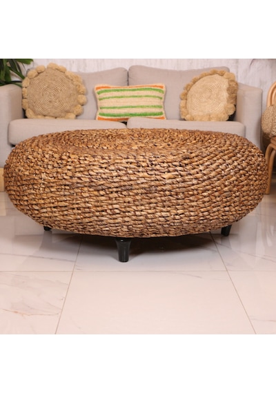 Acacia Akasya Ağacı Ve Doğal Abaka Orta Sehpa120x46 Cm Naturel