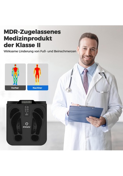 Knqze Ems Tens'li Ayak Masajı, 10 Mod, 20 Seviye, 4 Elektrot, Siyah