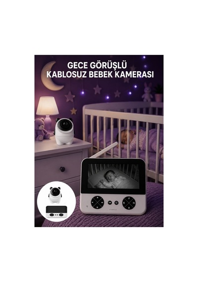 Kablosuz Bebek Kamera Sistemi Ninni Ve Alarm Özellikli Yeni Nesil - Hs08371452-4624 Renkli