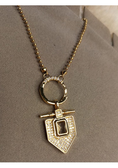 Beren Aksesuar Stainless Steel Serenay Leyla Çelik Kolye Gold