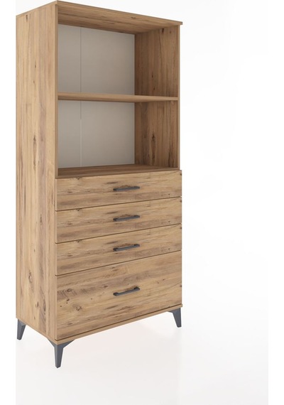 Hyperion Dolap 2 Raflı 4 Çekmeceli 88x44x182 Çam-çam Çam