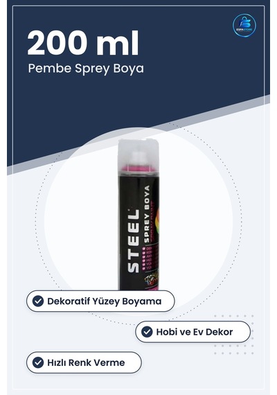 Pembe Sprey Boya 200 Ml Dekoratif Yüzey Boyama Hobi Boyası Renkli