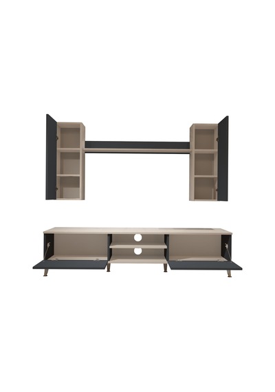 Decoraktiv Eko 7 Mdf Dvd Gold Tv Ünitesi Tv Sehpası Beyaz - Antrasit