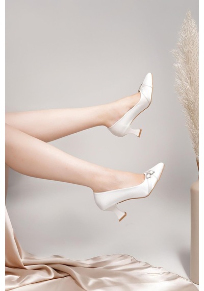 Nesilshoes Nesil Shoes Bln 830 Sedef Kumaş Topuklu Kadın Ayakkabı
