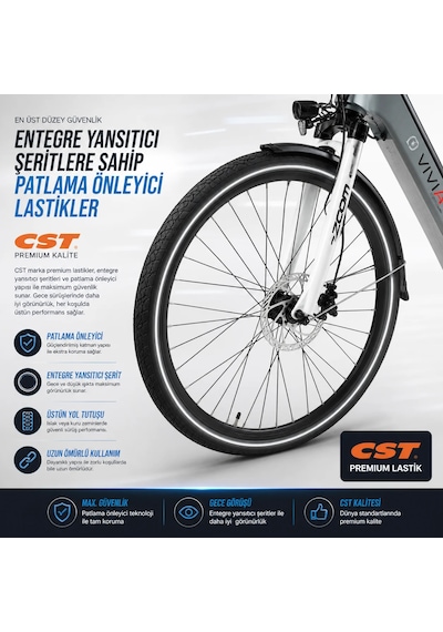 Asvıva Asvıva B12 28 Jant Elektrikli Şehir Bisikleti Li-ıon Akü 36v/14 Amp Gri