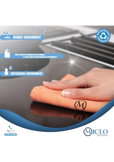 Mıclo Cleanıng Mikrofiber Temizlik Bezi Sihirli Bez, Cam Bezi Ayna Bezi 4lü Paket Zümrüt Serisi Açık Bej