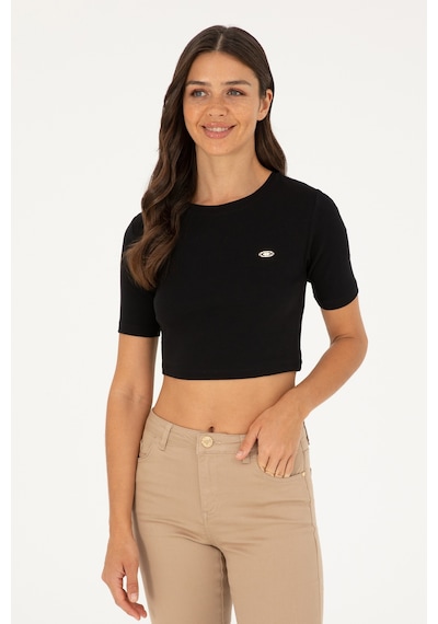U.S. Polo Assn. Kadın Siyah Bisiklet Yaka Crop Tişört 50281813-VR046 U.S. Polo Assn. Kadın Siyah Bisiklet Yaka Crop Tişört 50281813-VR046