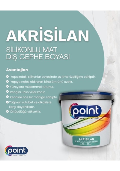 Akrisilan - Silikonlu Mat Dış Cephe Boyası Beyaz, 10 Kg 0.2 L
