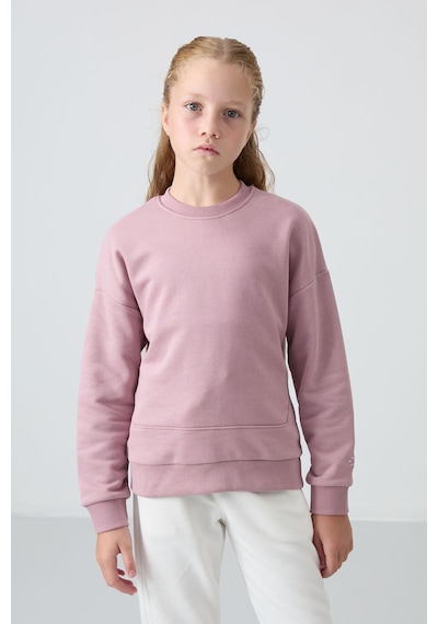 Tommy Life Gül Kurusu Pamuklu İçi Tüylü Yumuşak Dokulu Oversize Nakışlı Kız Çocuk Sweatshirt - 75150 Gül Kurusu