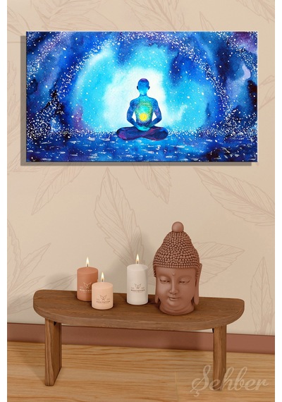 Kanvas Tablo Yatay Tekli Yogo Meditasyon Ruh Sağlığı Ruhsal Şifa Soyut İllüstrasyon 2879