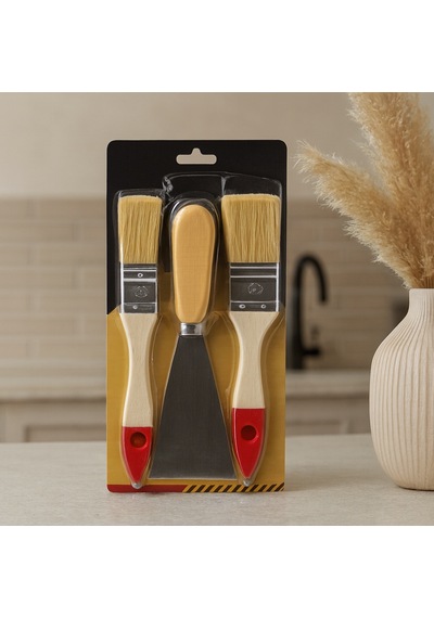 3 Parça Boyacı Seti 50 Mm Spatula Ve 2 Adet Kestirme Fırça No.1-1.5