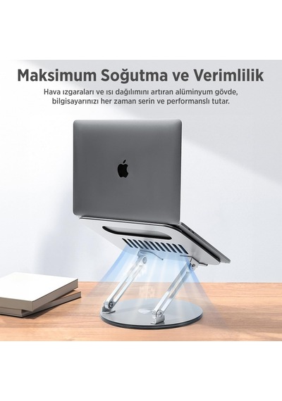 Lexroo 360 Dönebilen Yükseklik Ayarlı Metal Notebook Laptop Standı