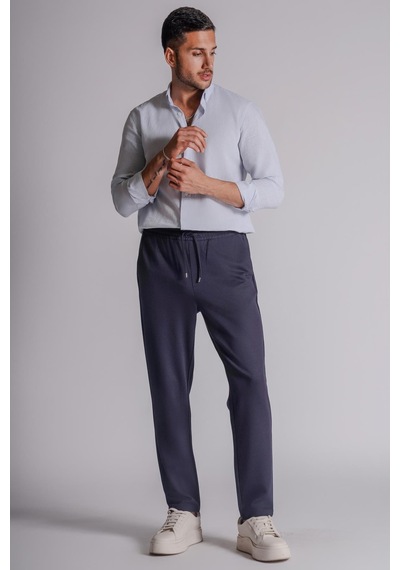 Braccas Erkek Yandan Cepli Beli Lastikli Relaxed Fit Jogger Pantolon Gri Lacivert