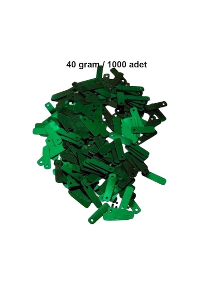 Koyu Yeşil 15 X 5 Mm Dantel Oya Yazma Halhal Abiye Lazer Kesim Pul 1000 Adet / 40 Gram
