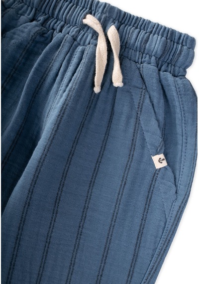 Cigit Müslin Şalvar Pantolon 1-6 Yaş İndigo Çift Çizgili Indigo