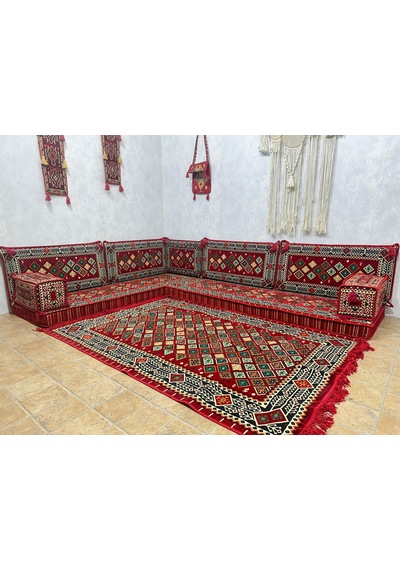 Coton Şark Köşesi Şili Desen Minder Takımı Konsept Kırmızı Coton Şark Köşesi Şili Desen Minder Takımı Konsept Kırmızı
