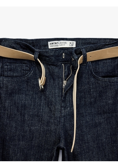 Koton Dar Kesim İspanyol Paça Jean Pantolon - Flare Jeans Koyu İndigo 6sal40091md İndigo