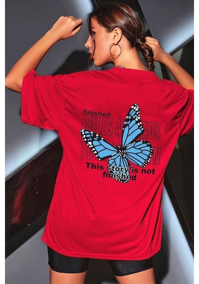Sırt Baskılı Tasarım Tshirt Kırmızı