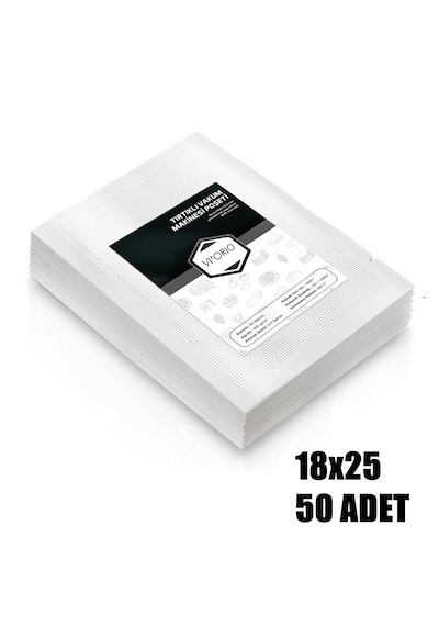 Vı'orıo 18x25 Tırtıklı Vakum Makinesi Poşeti 50 Adet