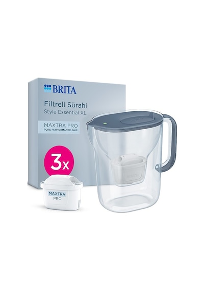 Brıta Style Essential Xl 3 X Maxtra Pro Pure Performance Filtreli Su Arıtma Sürahisi Taş Mavisi 3,6l