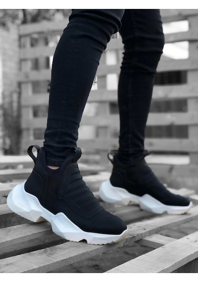 Boa Ba0401 Bağcıksız Rahat Yüksek Taban Siyah Erkek Spor Yarım Bilek Bot Çok Renkli