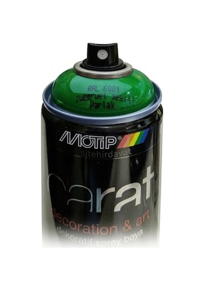 Motip Carat Ral 6001 Sprey Boya 400ml - Parlak Zümrüt Yeşili Çok Renkli
