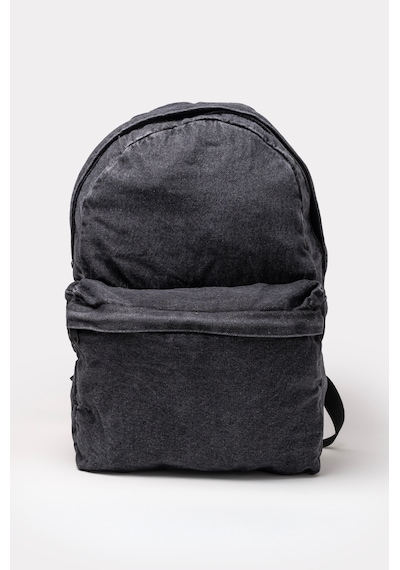 İcone Bag Icone Unısex Sırt Çantası, Yıkamalı Denim Çanta, Fermuar Kapamalı, Kot Sırt Çantası Gri - Siyah