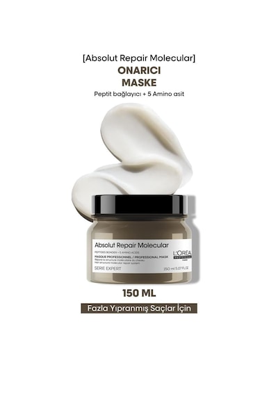 L'Oréal Professionnel Absolut Repair Molecular Tüm Yıpranmış Saçlar İçin Yoğun Onarıcı Maske 150 ML