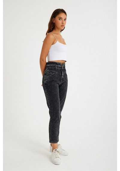 Mom Kalıp Yüksek Bel Denim Pantolon 001