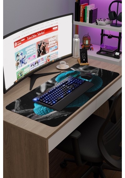 Yılan Kaymaz Dikişli Kauçuk Oyuncu Mousepad V1 - 90x40 Xxl Gaming Mouse Pad Fare Altlığı