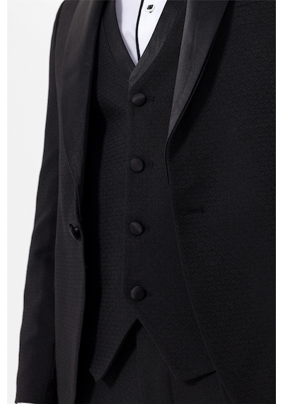 Süvari Siyah Slim Fit Armürlü 6 Drop Smokin & Damatlık