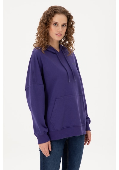 U.S. Polo Assn. Kadın Mor Kapüşonlu Basic Sweatshirt 50297324-VR038