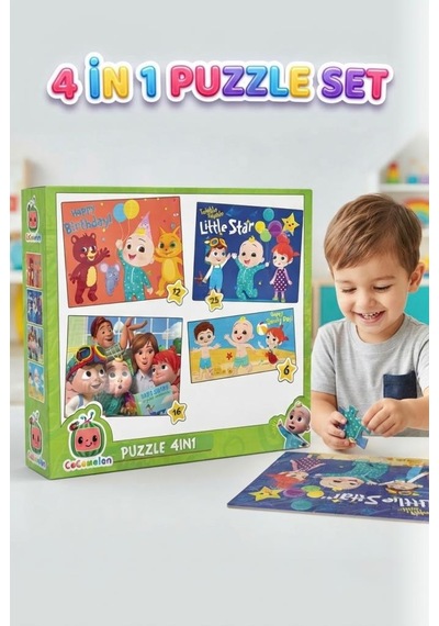 4'ü 1 Arada Eğitici Puzzle Seti Eğlence Dolu 4'lü Puzzle Seti Farklı Görseller İle Sınırsız Heyecan